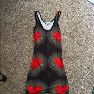 omighty Red and Green Tie-Dye Heart Tank